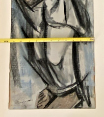 Juan De’Prey Signed Charcoal & Wash Figural Mixed Media 11.5×30 Puerto Rican Art