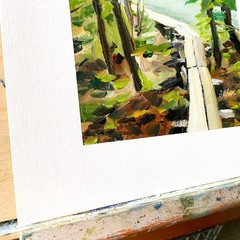 8×10 Maine Original Oil Painting Landscape Jordan Pond Impressionist Art Signed
