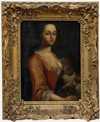 English School 18th Century Oil – Portrait of an Elegant Lady & Her Dog