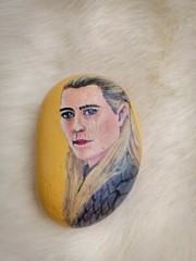 100% Hand Painted Natural Rock Acrylics Painting Legolas Lord of the Rings