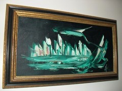 Large 16 1/2 x 28 1/2 High-End-Artist-HC Art Oil On Canvas „New York Skyline“ 