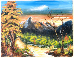 Mountain Landscape Impasto Painting 14×11″ Art Trees National Parks Nature Sky