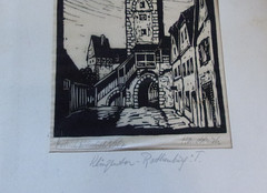VINTAGE 1920’s Lino Print by Dietrich Heinrich Volz Signed by Volz in Pencil