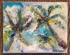Palm Trees, Original Oil Painting, Beach Home Decor, Coastal Art
