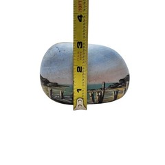 VTG Marvis Signed Ocean Beach Pier Sunset Seascape Hand Painted Rock Nautical