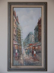 Parisian Street Life Painting By Henri Rogers 11.5×23.5