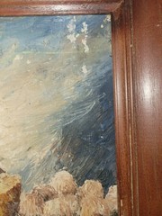 Vintage Oil Painting Fishing Boat Harbor Scene Original Artwork