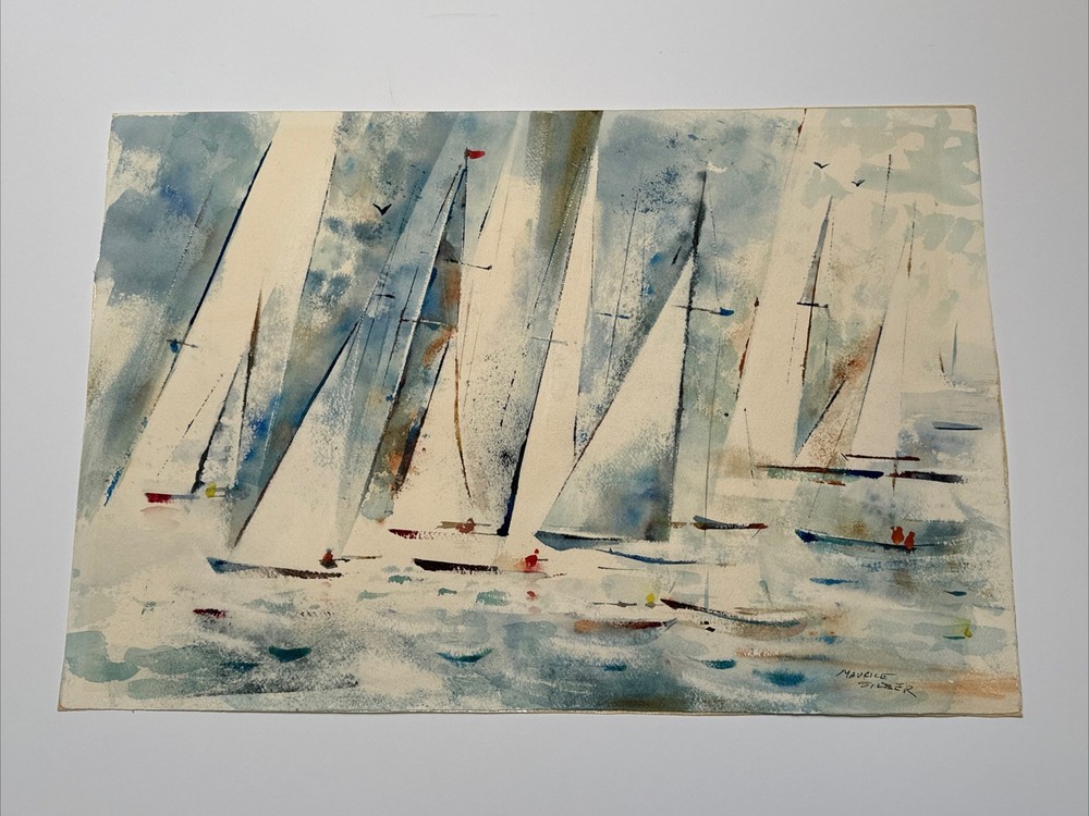EXPRESSIONIST PAINTING SAILING MODERNIST MAURICE SILBER NAUTICAL ART FAMOUS