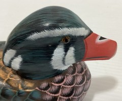 Wooden Duck Decoy Hand Painted In Vintage Style 14oz Red Bill Folk Art Primitive