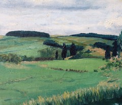 24″ Wide Framed Antique Oil/Canvas Painting of a Belgian Landscape