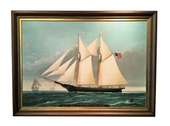 Attr. William Pierce Stubbs Ship Portrait Schooner Charles A. Jones, Cyrus Kent