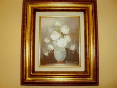 VTG ROBERT COX Canvas Painting Floral Still Life In Gold Frame~15″ x 17″~SIGNED~