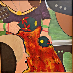 San Antonio Riverwalk Festival 36×36″ Mixed Media on Canvas by Michael Cook 1986