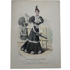 Antique 1893 Spanish Fashion Plate La Moda Elegante Ilustrada Madrid Print