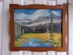 Vintage 1987 signed medium framed oil on canvas original wood frame
