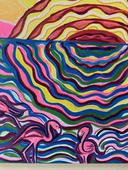 Flamingo Sunrise | Acrylic Painting | Kristi C Jones Florida Art Flamingo Bird
