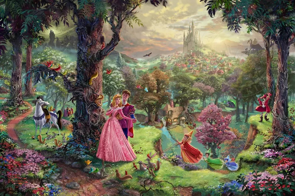 Thomas Kinkade ~ Sleeping Beauty 12×18 P/P ~ Framed Oil on Canvas