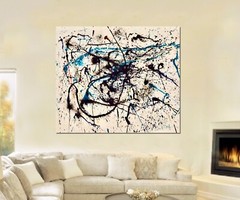 Jackson Pollock style Professional￼ Artist Canvas￼ painting￼ 72”X60”Abstract,6ft