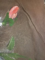 Antique Acrylic Impasto Flower Painting Signed