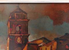 Antonio Belli Sunset in an Old Italian Village/Landscape/Original Oil Painting