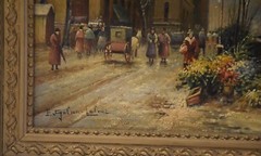 Eugene Galien Laloue signed oil painting Flower Market Quai d’Horloge