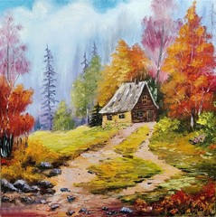 MQ1764 Hand-Painted Oil Painting Hourse Landscape Canvas Wall Art Multiple Sizes