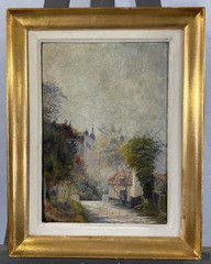 Old Oil/Panel Signed Titled The Castle 1917 French School 19th/20th Century