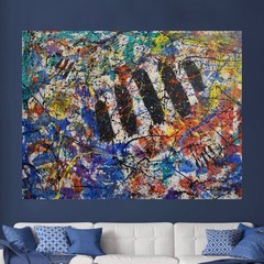 Jackson Pollock Style Giant Canvas Painting 84”X62” (7 Foot) Abstract Modern XL