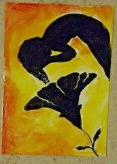 ACEO acrylic and ink on yupo Flower Girl #2 colorized by G. Beegle