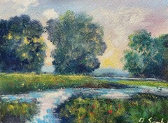 Original Oil Painting Landscape 12×16 Rural Road Farm Impressionist Art