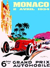 Monaco 1934 Vintage Illustrated Travel Poster Print painting old 36″ x 24″