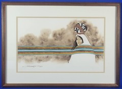 Dyanne Strongbow Untitled Original Watercolor Painting 1984 Framed