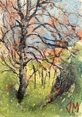 ACEO ORIGINAL Watercolor Painting Art Card “ In The Woods” NOT A PRINT