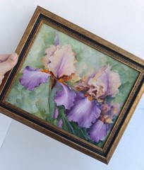 Irises in Bloom Original Oil Painting Framed Floral Artwork 8×10 in