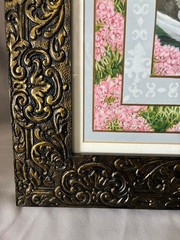 Original Art by Teresa Frazier 19 x 16 Framed Swan with Baby Chics Pink Flowers