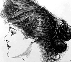 New York Pen & Ink Drawing CHARLES DANA GIBSON ‚Girl in Profile‘, 8″ x 9″