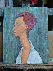 Lunia Czeckovska Copy Modigliani 8×10 painting Panel original art signed Crowell