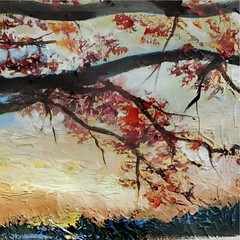 YARY DLUHOS Fly Fishing Anglers Sunset Lake Landscape Original Art Oil Painting