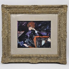 Vintage Expressionist Portrait Woman Gouache/Watercolor Painting Heydenryk Frame