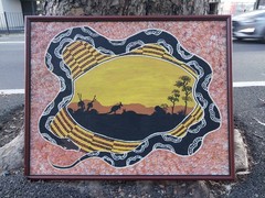 AUSTRALIAN ABORIGINAL ARTWORK RAINBOW SERPENT CENTRAL OUTBACK 74cm X 59cm