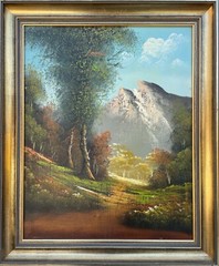 Unknown Impressionist Summer Landscape Valley Mountains Peaks Alps 48.5×58.5