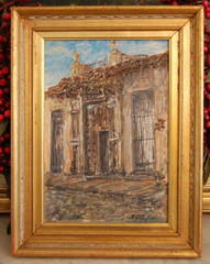 FRAMED ORIGINAL OIL OLD COLONIAL HOUSE VIEW OLD HAVANA, CUBA ARTIST: HECTO VIDAL
