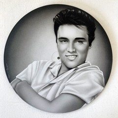 Elvis Presley Original Painting Airbrush 33 rpm Vinyl Record Rock Legend