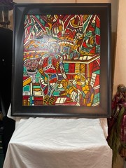 L. MASON CITY LIFE AFRICAN AMERICAN ORIGINAL Acrylic, Oil CANVAS PAINTING SIGN
