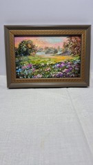 original autographed oil painting framed. landscape. impressionism.6×4 in.