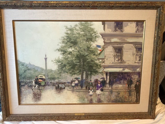 ANDRE GISSON (1921-2003) ORIGINAL OIL PAINTING SIGNED PARIS STREET SCENE