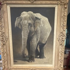 Richard Murray Utah Artist Original oil on panel African Elephant 26 x 19.