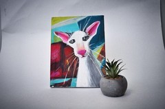 Original Surreal Cat Acrylic Painting Dark Surrealism Art – Wall Decor – 8×6