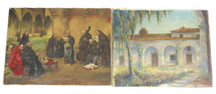 Antique 1920’s Lily Dodson Yont Oil Paintings NEBRASKA KANSAS copy Mission MONK