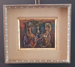 Frederic Taubes – Three Renaissance Ladies with Fans 1960s Oil Important Listed
